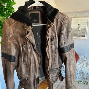 Mauritius Leather Jacket - Hooded - Slim Fit